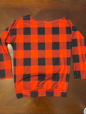 Red and Black Buffalo Plaid Long Sleeve Top